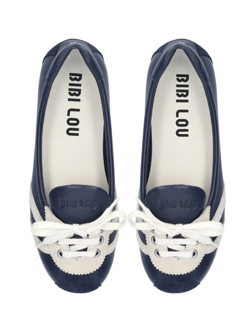 Bibi Lou Navy and White Lace-Up Ballet Flats 🔥 Size 40